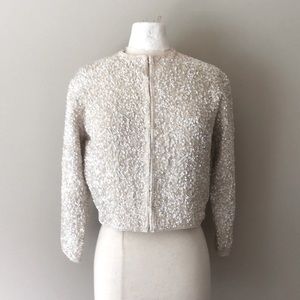 Vintage Cream AB Sequin Cardigan
